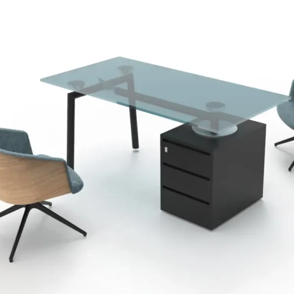 Small Glass top home office desk with drawers