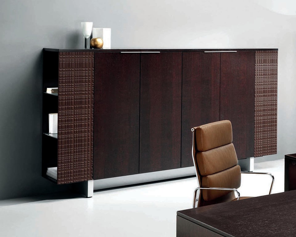Modi sideboards and cupboards to match Executive desks with black glass , white glass or real wood tops