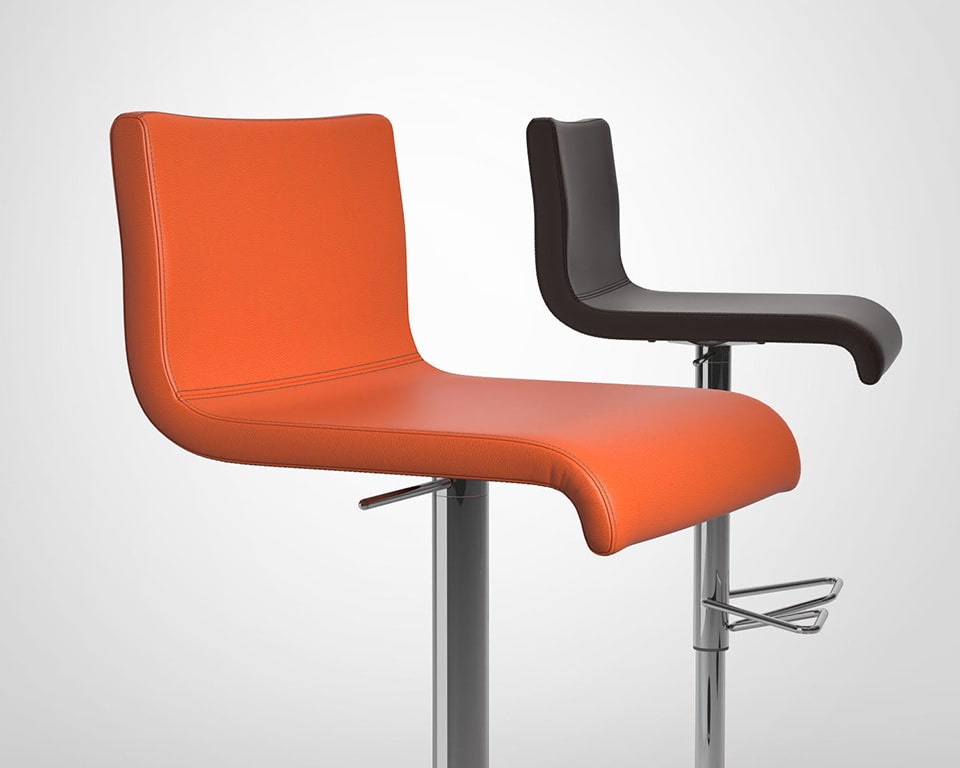 amba-bar stool - Luxury high quality adjustable bar stools in round or square base design in orange or brown leather