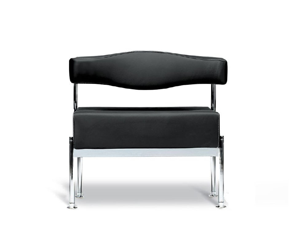 momo-single seat bench style sofa for reception seating areas in black leather