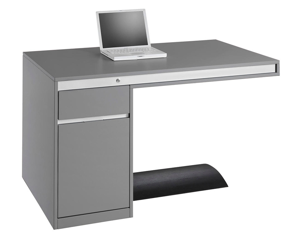 Short Friday small 1300 x 800 home office desk with wire management and storage