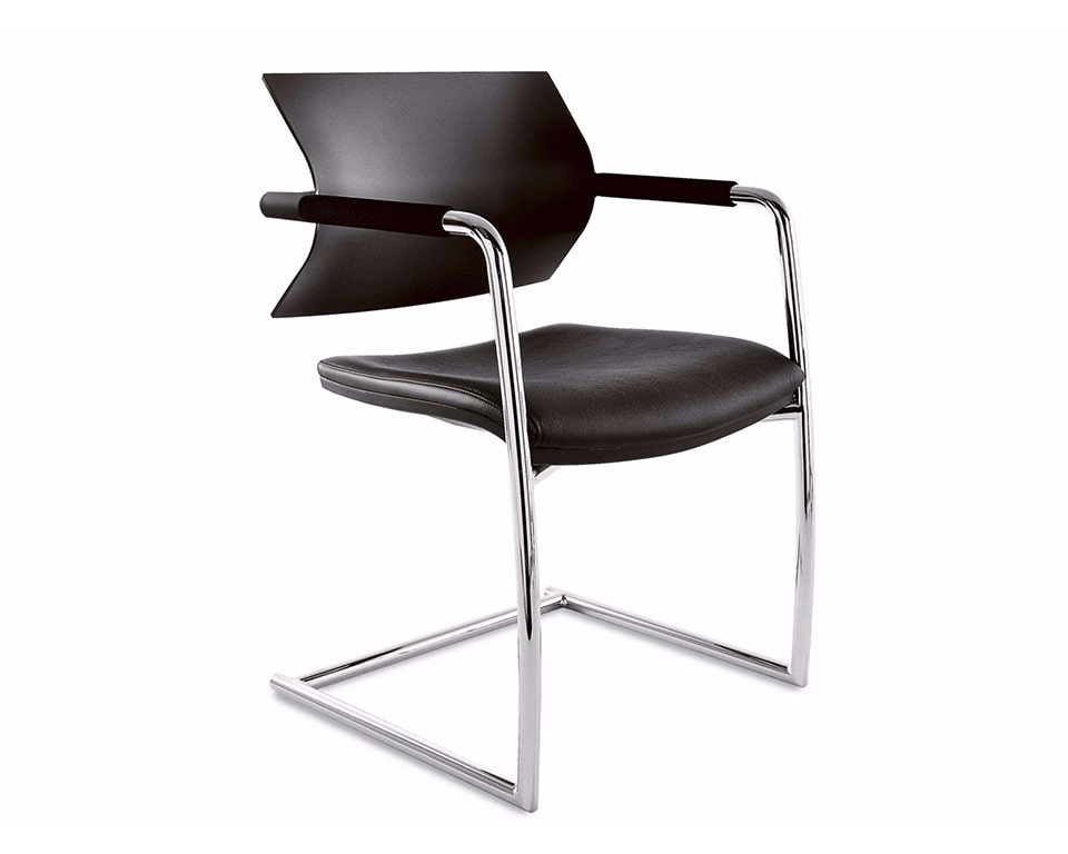 Aire JR black meeting room chairs with chrome cantilever frames