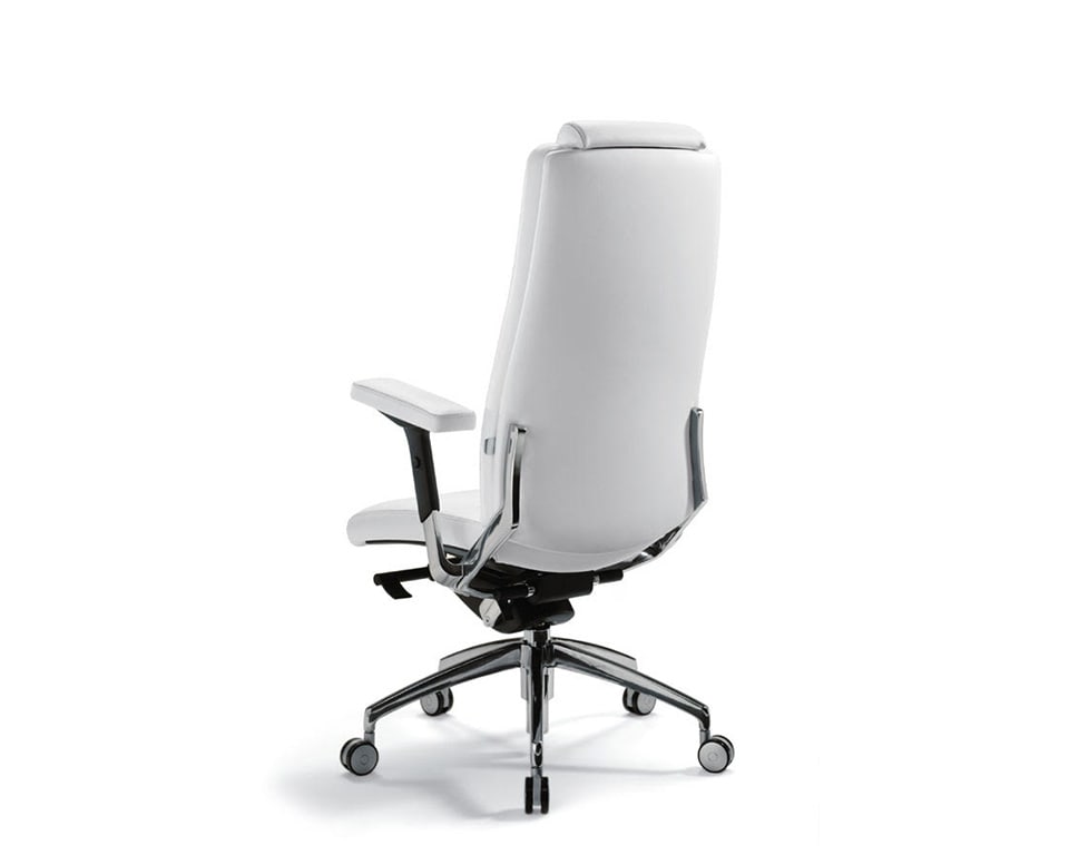 Office Chairs High Back Ergonomic, White Leather Office Chair
