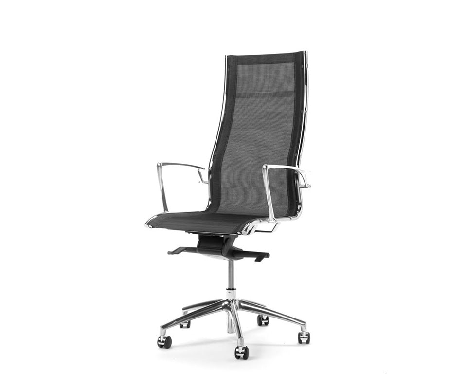 Havana High Back executive designer chairs in continuous black net weave upholstery design