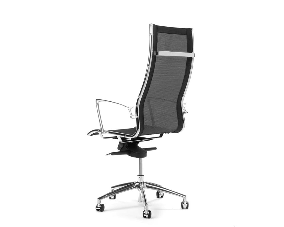 Havana High Back executive designer chairs in All mesh side view in black net weave