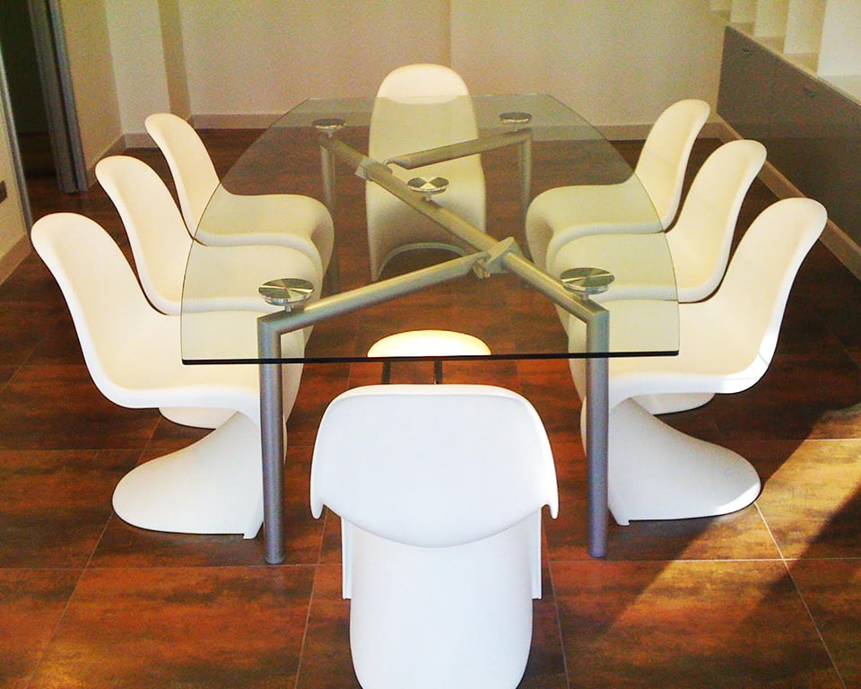 isotta boat shaped clear glass or frosted glass boardroom tables to seat 8-10 people
