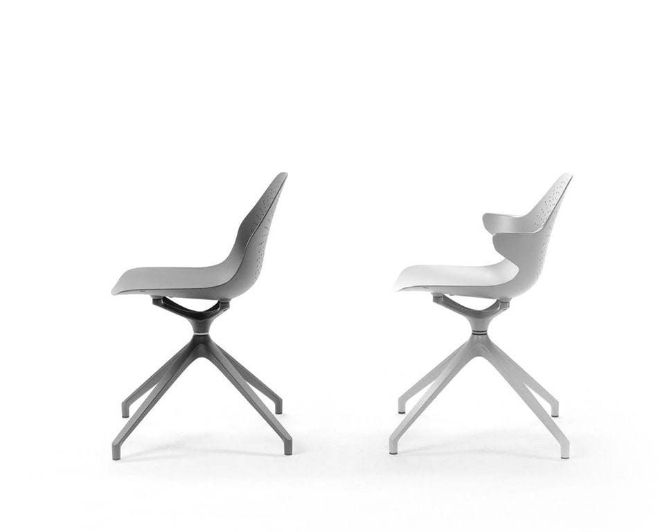 Stylish aluminium meeting room chairs with concentric circles detailing available with 4 spoke base