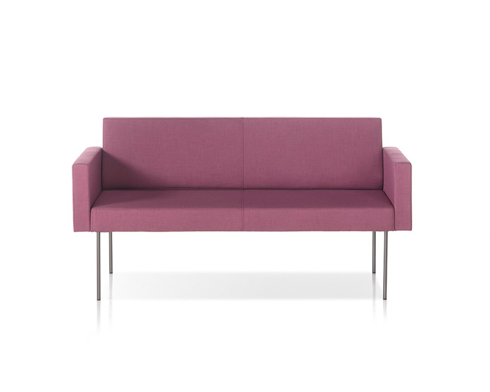 Designer small depth office reception sofa in fabric or real Italian leather