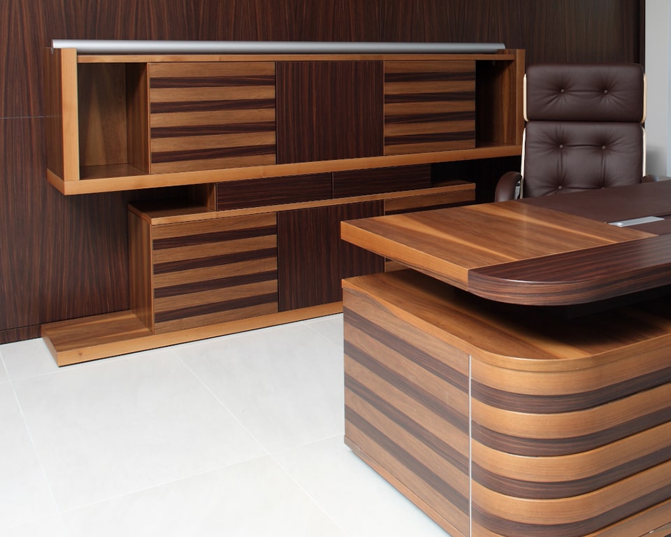 High quality Executive office furniture range in Rosewood and walnut - Luxury double pedestal desks