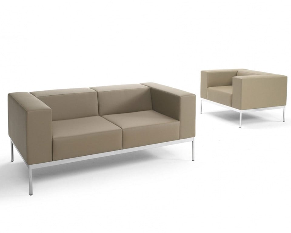 Luxury 2 seat Leather sofa and armchair. A larger 3 seat sofa is also available to complete your executive office and reception seating areas