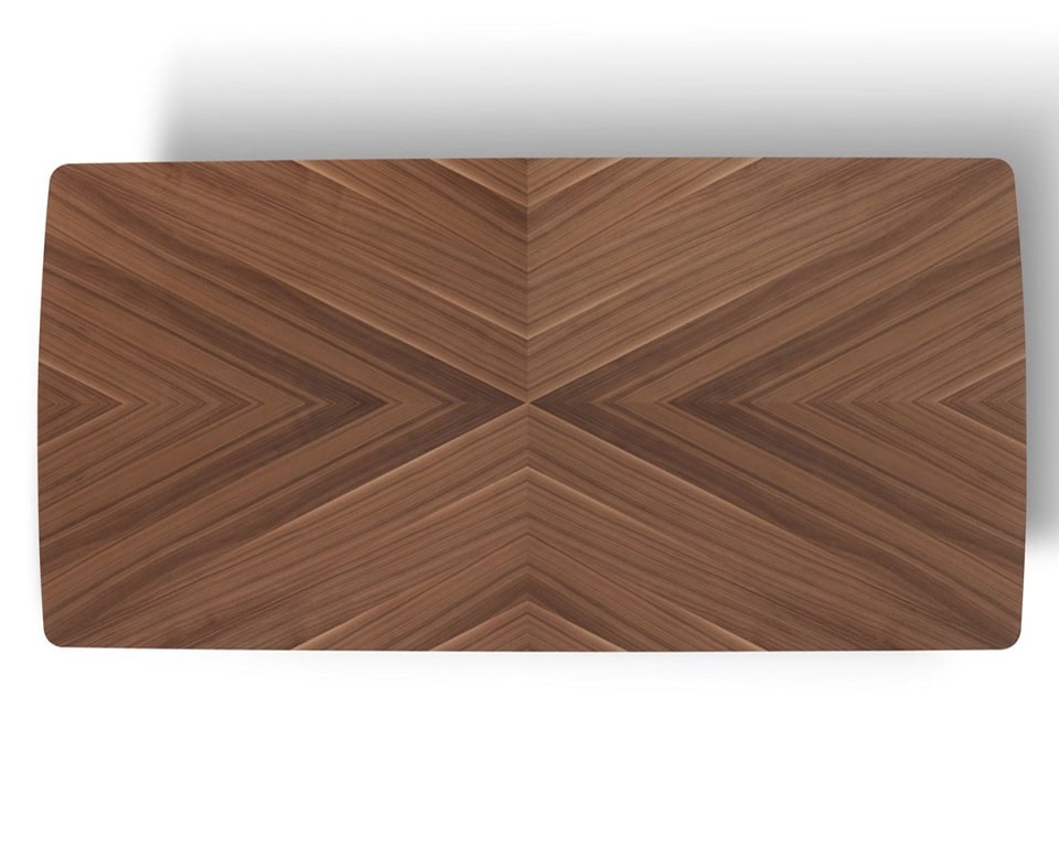 Boardroom table to seat 8 to 10 people in Canaletto walnut - Detail of the top wood veneer design