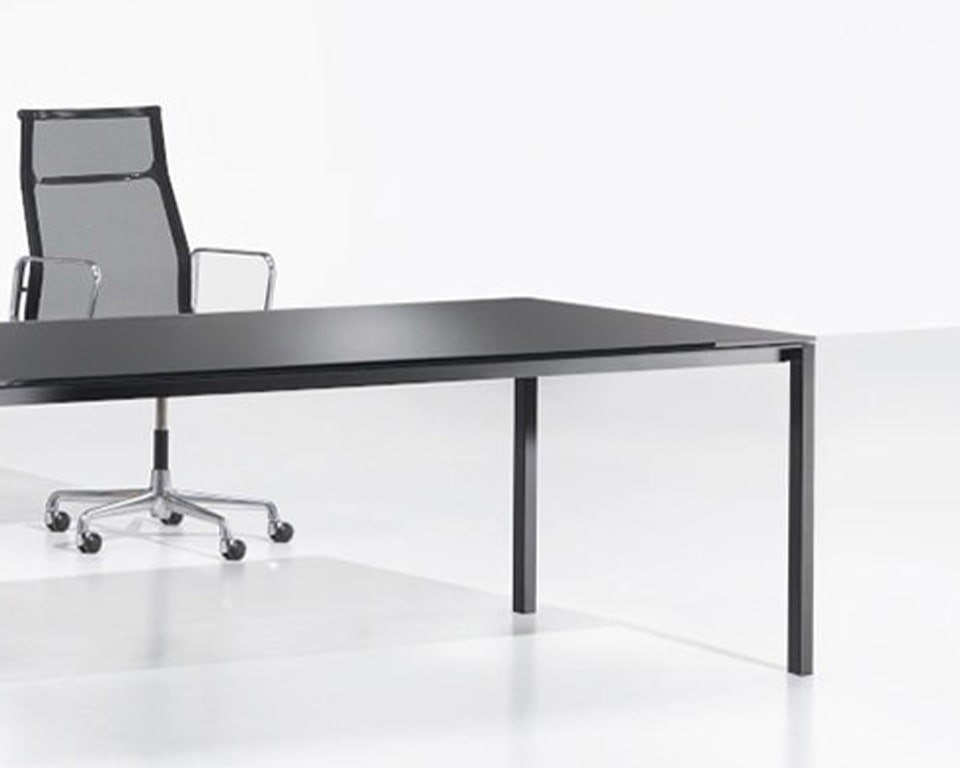 Black Glass Executive desk with black legs