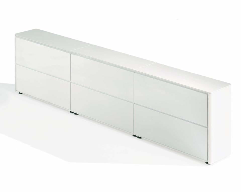 Executive sideboard in matt white lacquered - modular range of office cupboards to match Prospero executive desks
