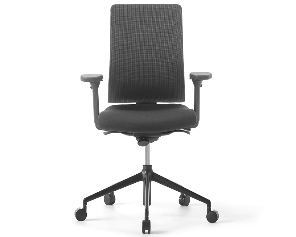 High back task computer operator chair with an adjustable mesh back and adjustable arms
