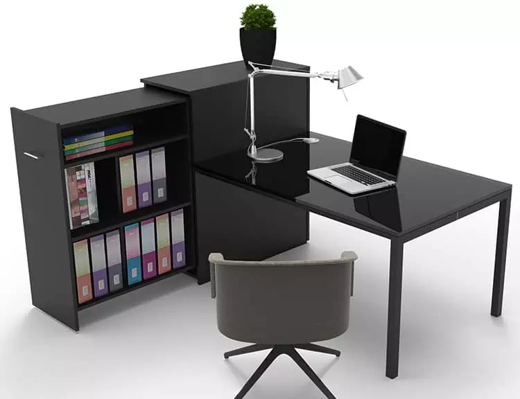 High quality Home office desk solution with storage in black