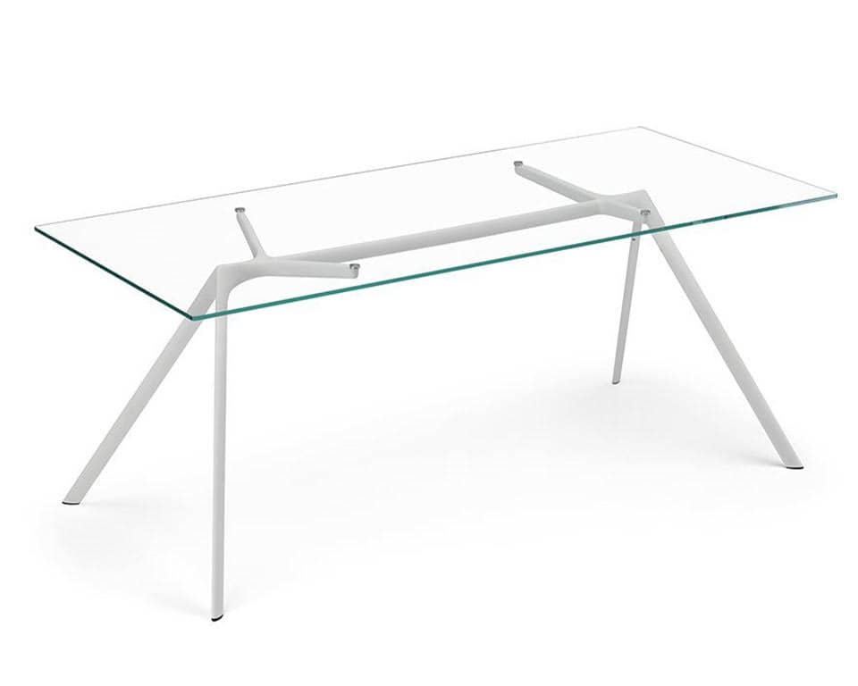 Transparent Clear Glass desk or table with white elegant frame. 1600 x 800 or 1800 x 800 desk sizes