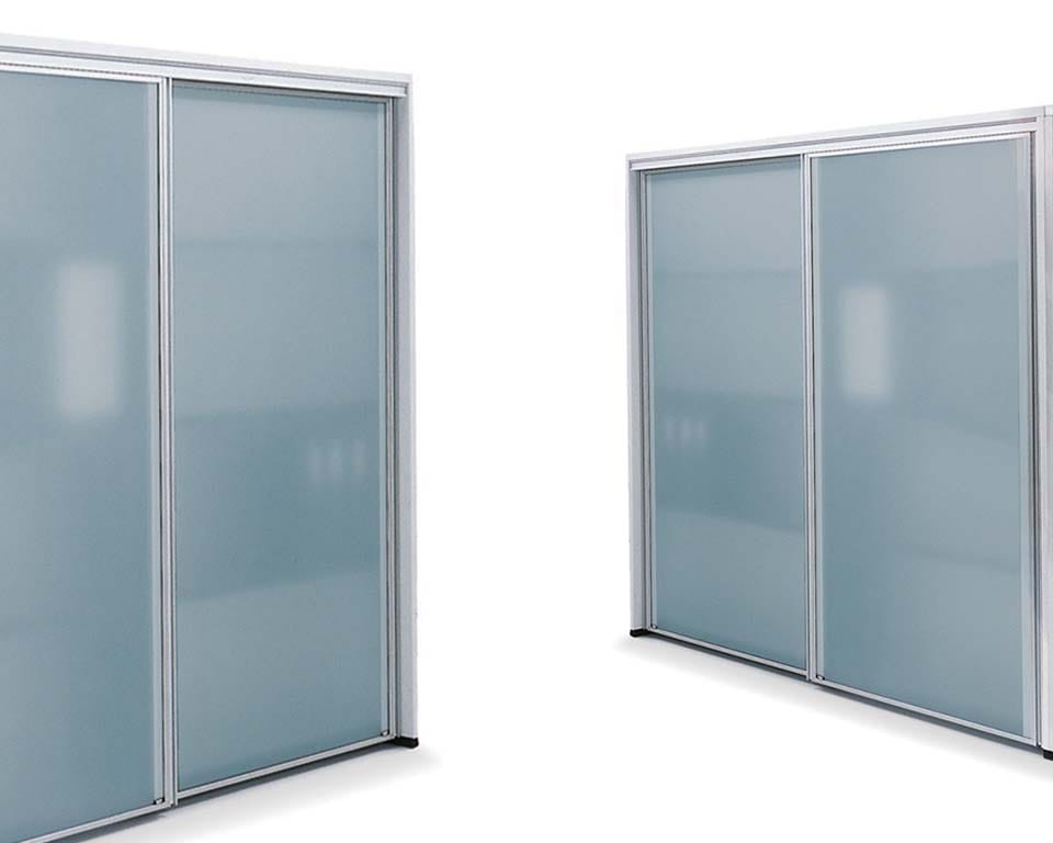 High - end sliding door cupboards with glass doors or matt lacquered doors - adjustable shelves and suspension filing frames