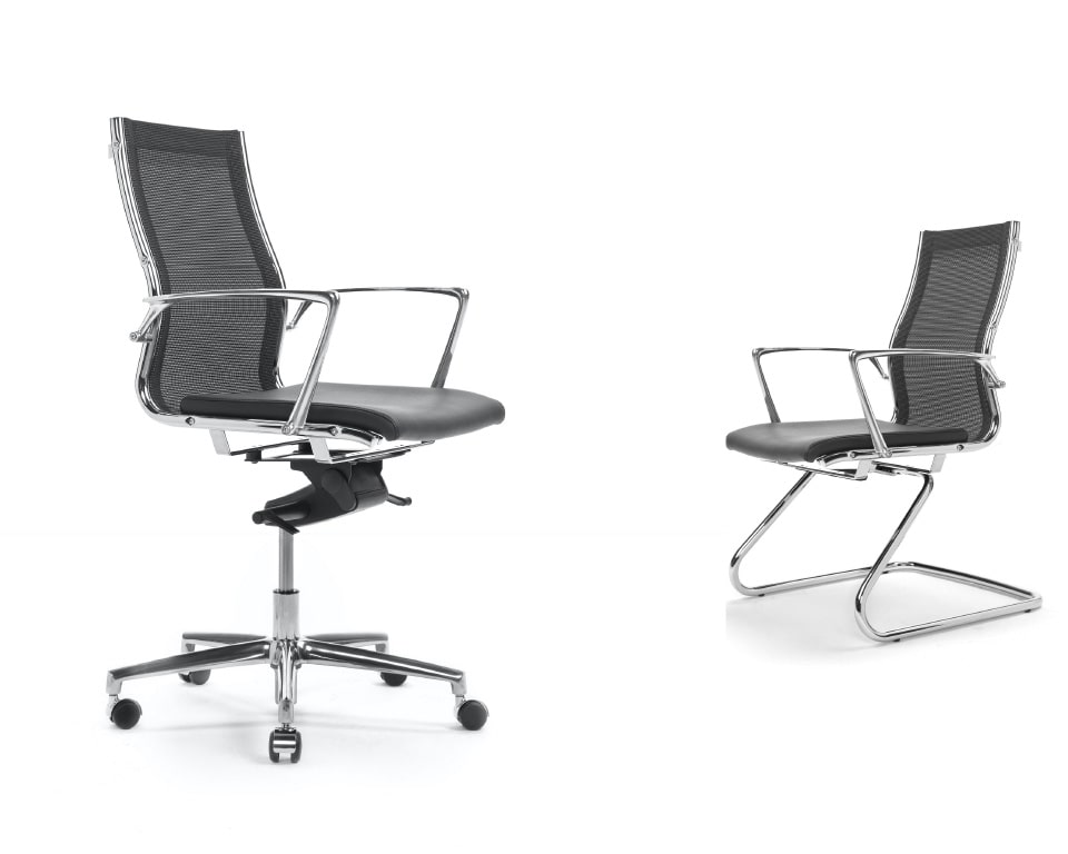 Havana Mini medium back executive desk chairs - high end executive chairs with mesh back and leather seat