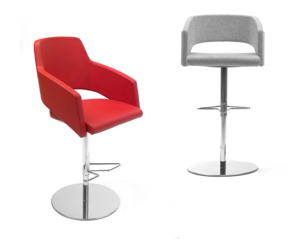 High end barstools with backs - high back and low back models both height adjustable with arms
