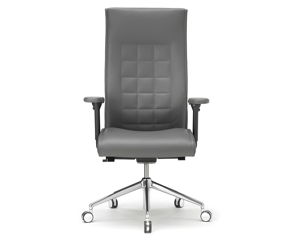 Luxury high end executive task chair for all day comfort working at a computer - shown here with fully adjustable upholstered arms