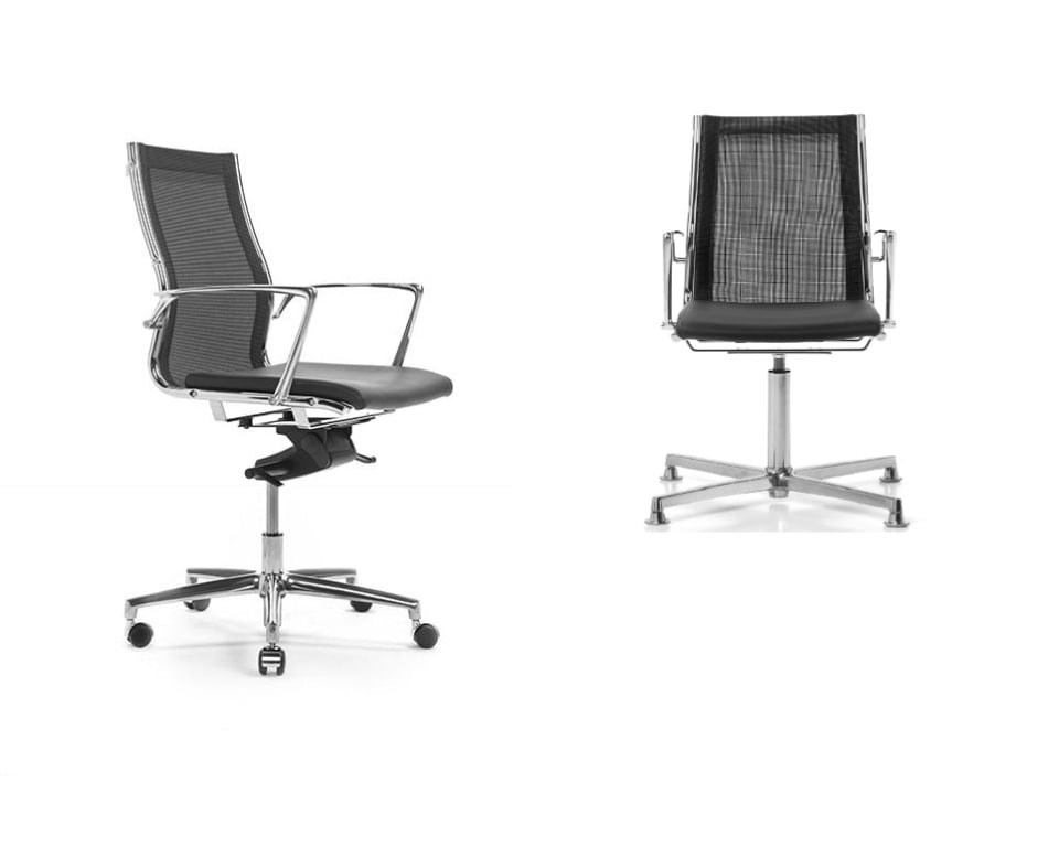 High end medium high back mesh back and leather seat executive style desk chairs