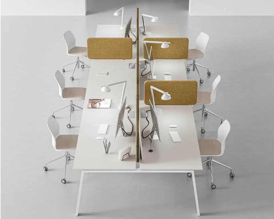 high quality office bench system for six people with additional side dividers