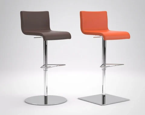 Height adjustable leather bar stools with a round or a square base