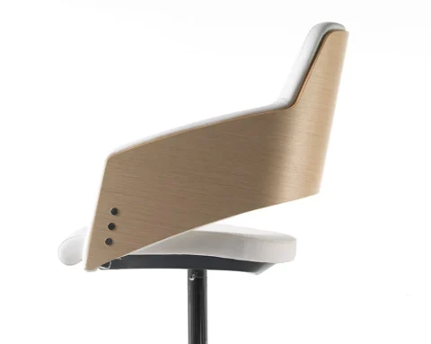 Luxurious high back dining stools with real wood back detailing