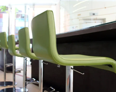 Make A Real Statement With High Quality Green Leather Bar Stools