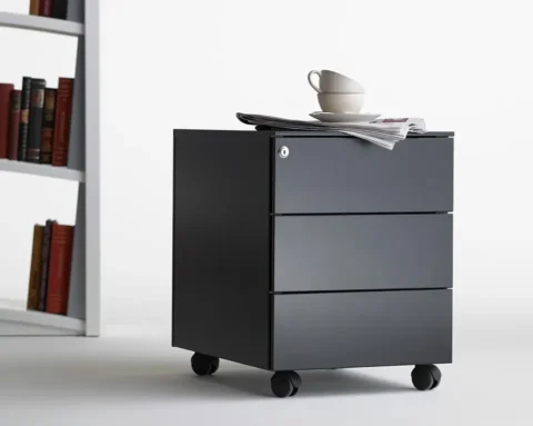 Lockable 3 drawer black mobile pedestal