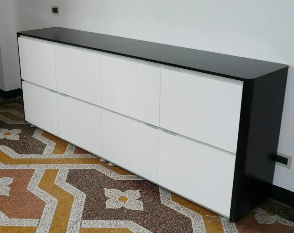 high quality black and white lacquered sideboard with 8 doors