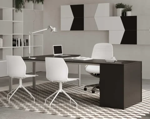 Luxury l-shaped desk in an optional black lacquered finish
