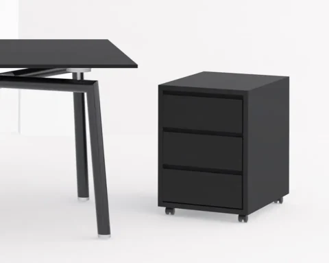 Black lacquered under desk mobile pedestal for executive desks