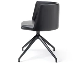 stunning swivel dining or meeting chair in black leather