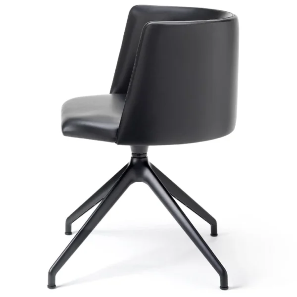 Stunning Swivel Dining Or Meeting Chair In Black Leather