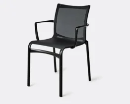 black mesh stackable meeting room chair with arms