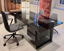 stunning black smoked glass executive desk with drawers
