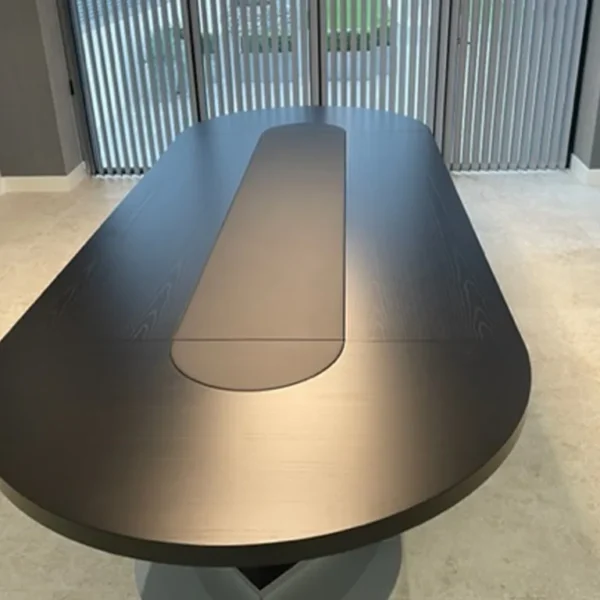 Large D Ended Boardroom Table in Black Ash wood And Leather