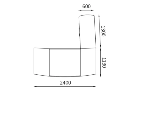 Extra large bow fronted main desk with desk height side return