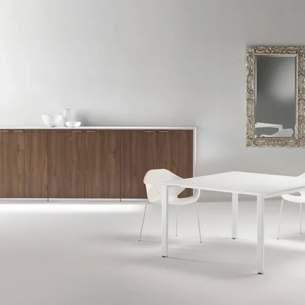 High quality sideboards in white with Canaletto wood doors.