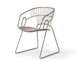 high quality tubular steel cafe chair with upholstered seat