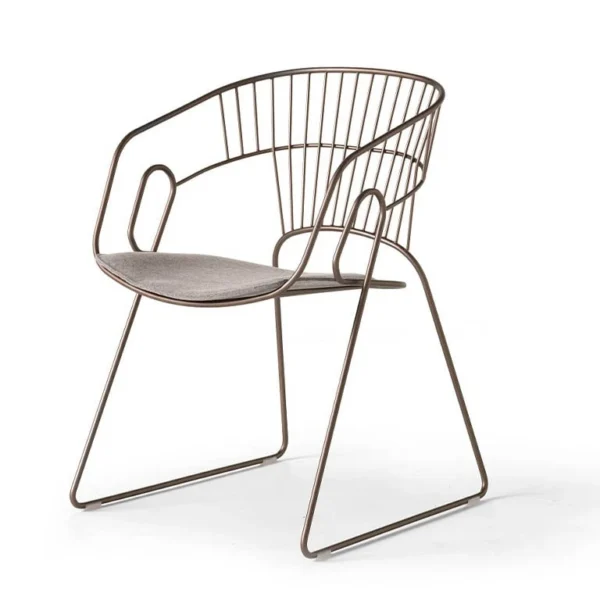 High Quality Tubular Steel Cafe Chair With Upholstered Seat