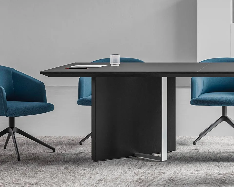 boardroom table with a chamfered edge profile