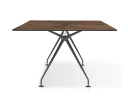 rectangular meeting table in canaletto walnut with a black frame