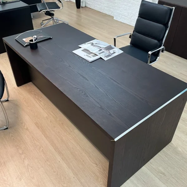 Real Dark Ash Wood Luxury desk with steel finishing detail