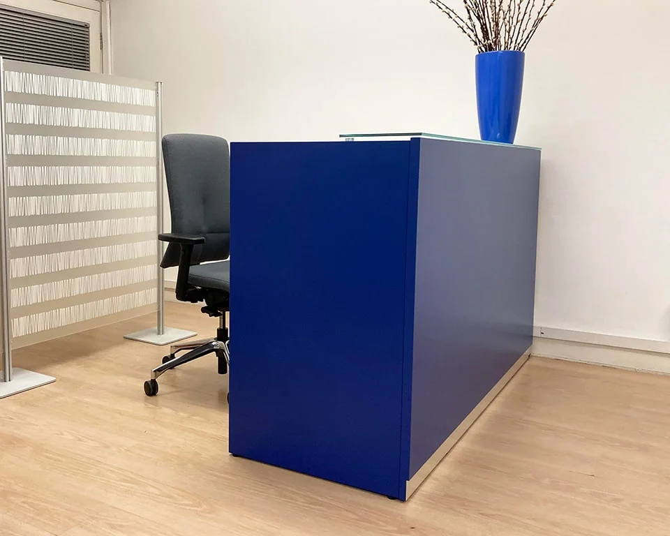 reception desk with solid full height end panels