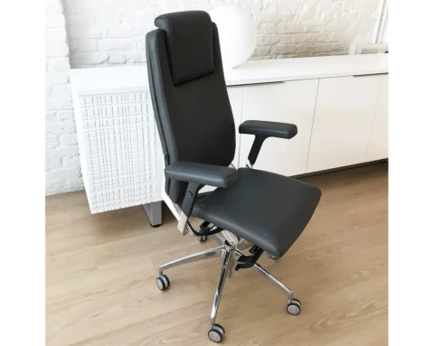 Luxury high back executive chair in dark grey leather