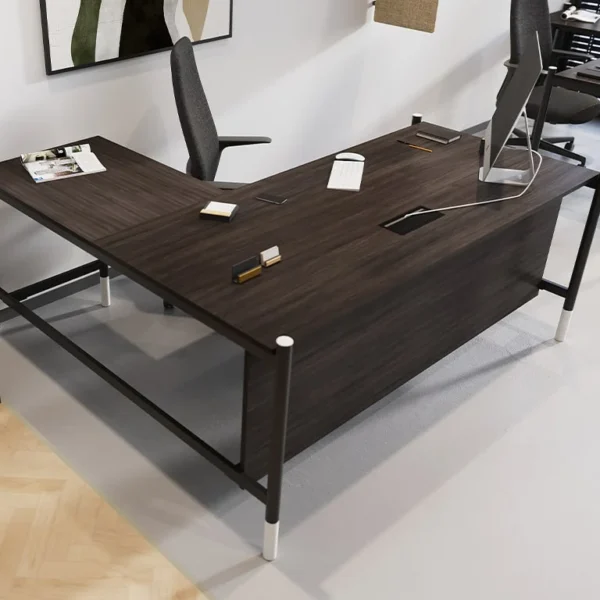 Magnificent L- Shaped Managers Desks in Dark wood finishes