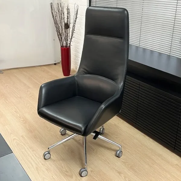 Presidential executive chair in black leather