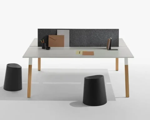Face to face double bench desks